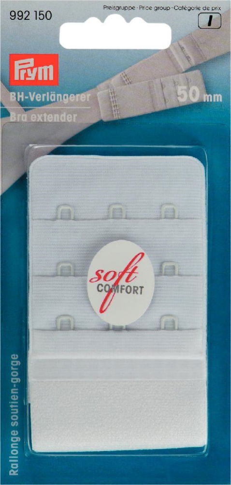 P992150 - Bra extender 50mm 3 x 3 hooks white x 1pc