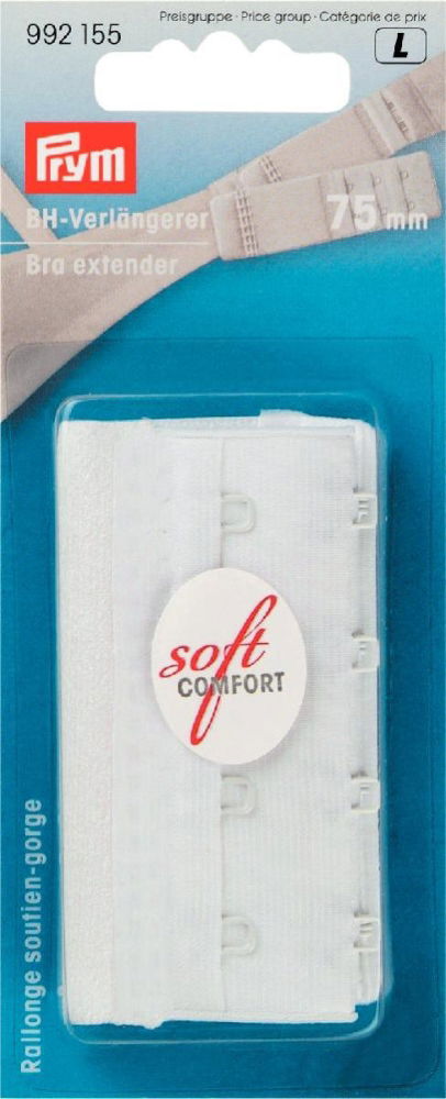 P992155 - Bra extender 75mm 3 x 4 hooks white x 1pc