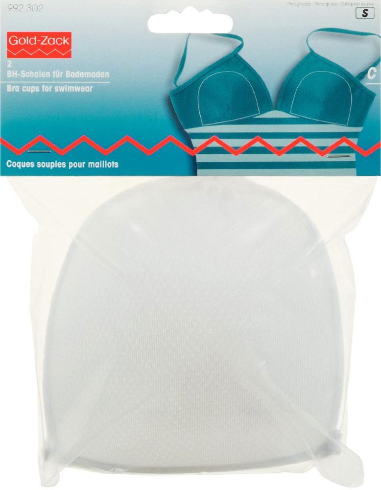 P992302 - Bra cups for swimwear Size C  white  100 % Polyester x 2pcs