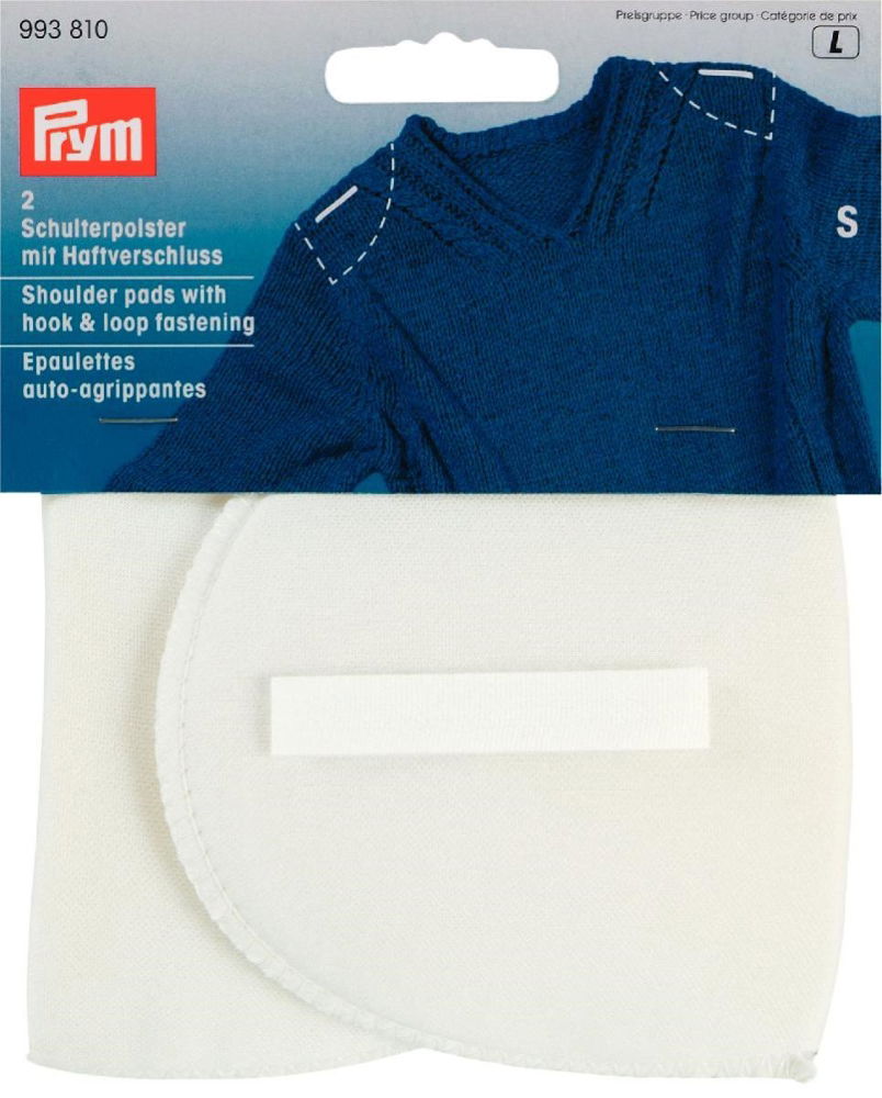 P993810 - Shoulder pads Set-in with hook/loop fastening white S x 2pc