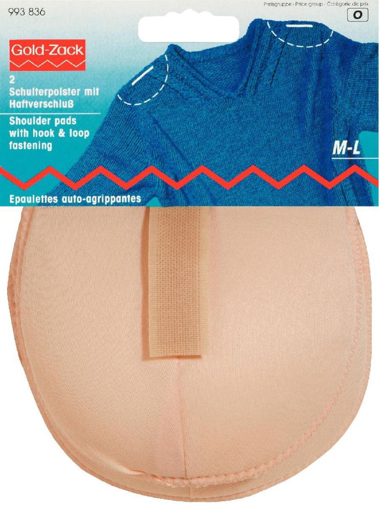 P993836 - SHOULDER PADS RAGLAN WITH HOOK & LOOP FAST. FLESH M-L 2pc