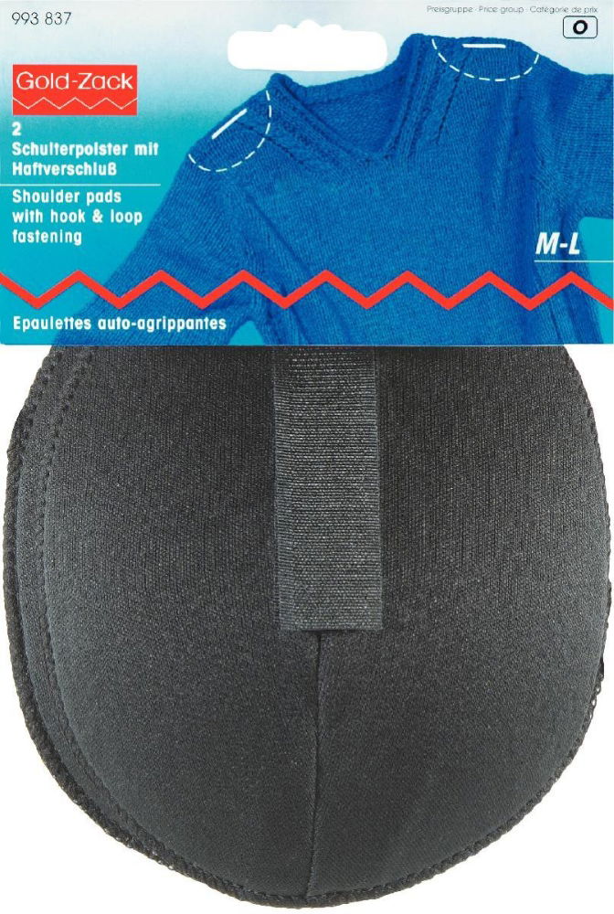 P993837 - Shoulder pads Raglan with hook and loop fastening black M -