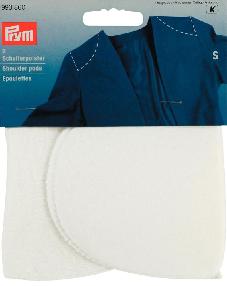 P993860 - Shoulder pads Set-in no hook/loop fastening white Small 2pcs