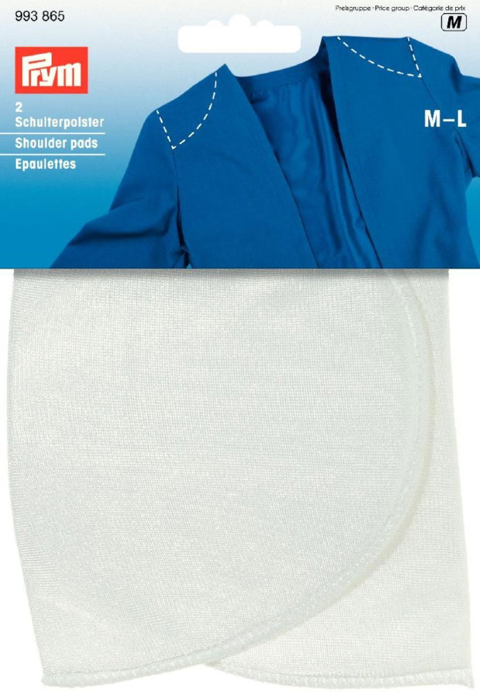 P993865 - Shoulder pad Set-in no hook/loop fastening white M-L x 2pc