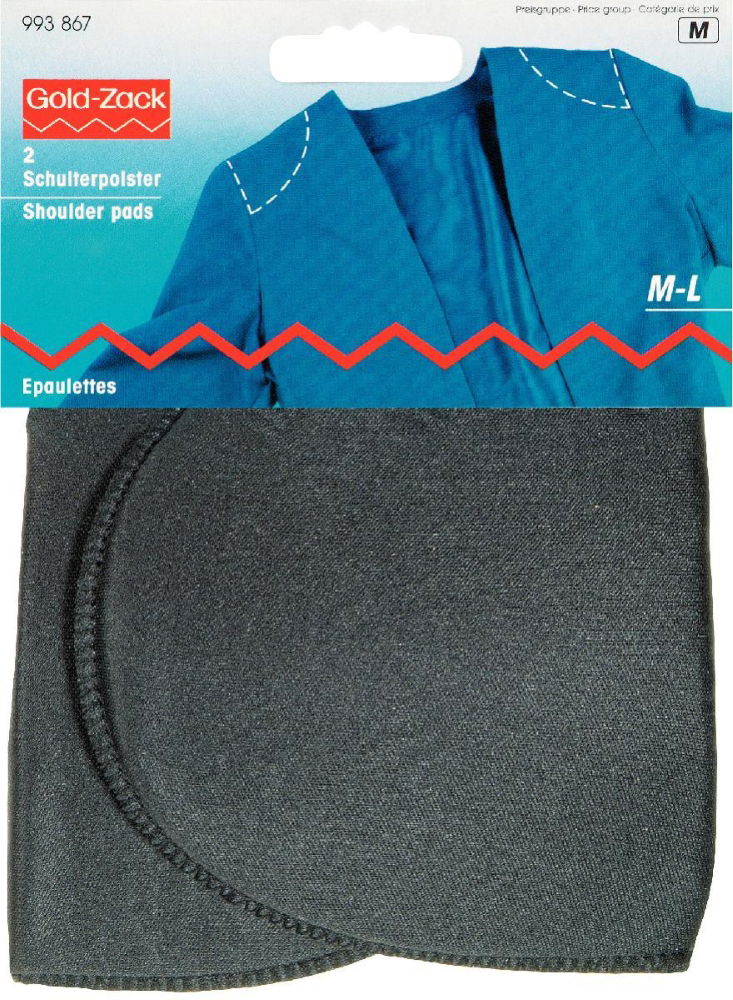 P993867 - Shoulder pad Set-in no hook/ loop fastening black M-Lx 2pc