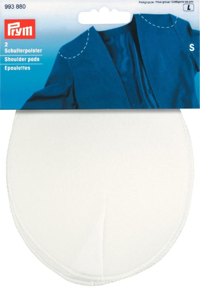 P993880 - PRYM SHOULDER PADS RAGLAN WHITE S 100 X 135 X 9mm