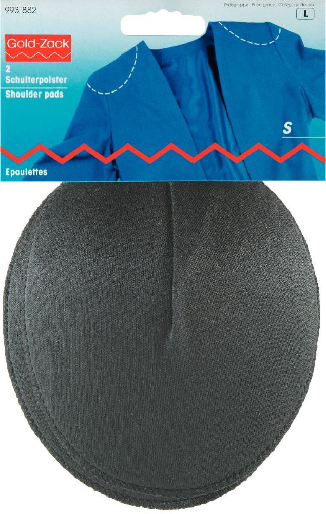 P993882 - PRYM SHOULDER PADS RAGLAN BLACK S 100 X 135 X 9mm