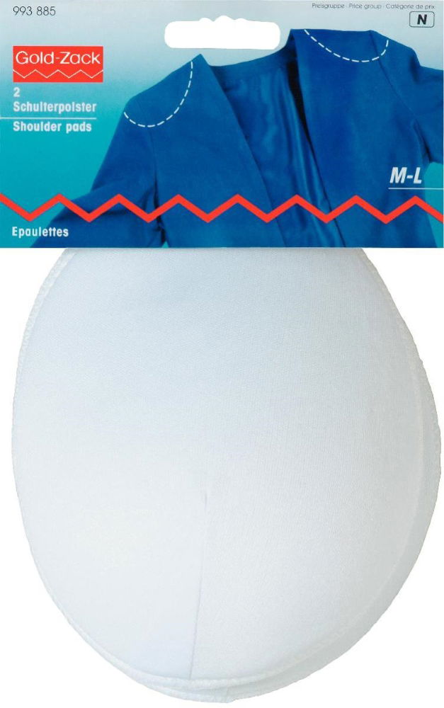 P993885 - Shoulder pad raglan without hook/loop fastening white m-l x2pc