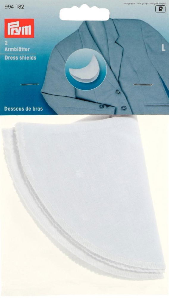 P994182 - Dress Shields Size L white 100 % Cotton x 2pc
