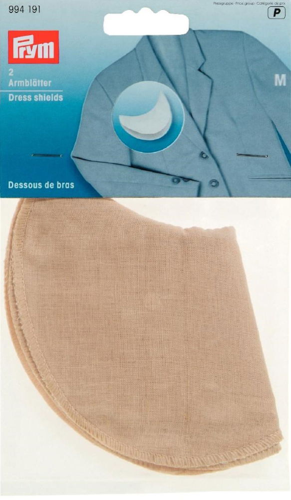 P994191 - Dress Shields Size M beige 100 % Cotton x 2pc