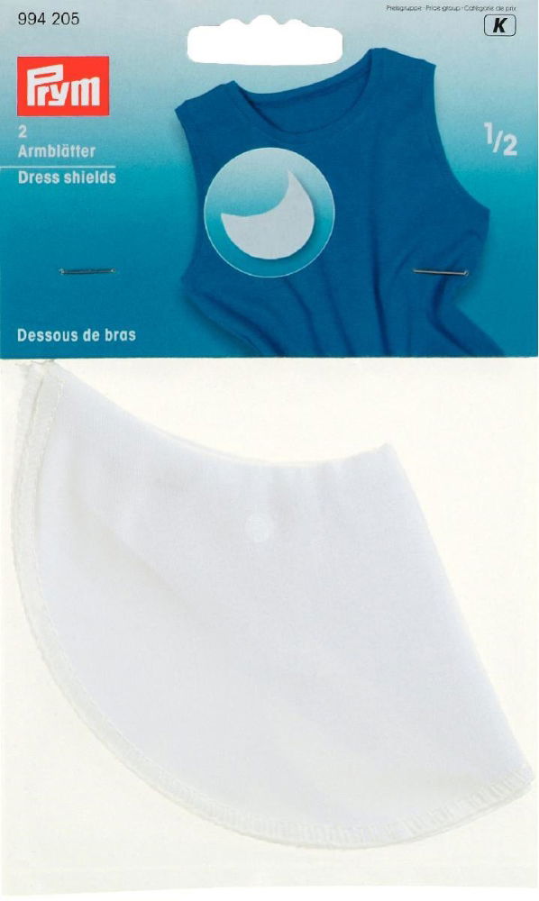 P994205 - Dress Shields Size 1/2 white 100 % Cotton x 2pc