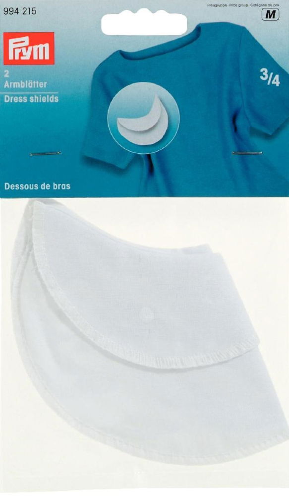 P994215 - Dress Shields Size 3/4 white 100 % Cotton x 2pc