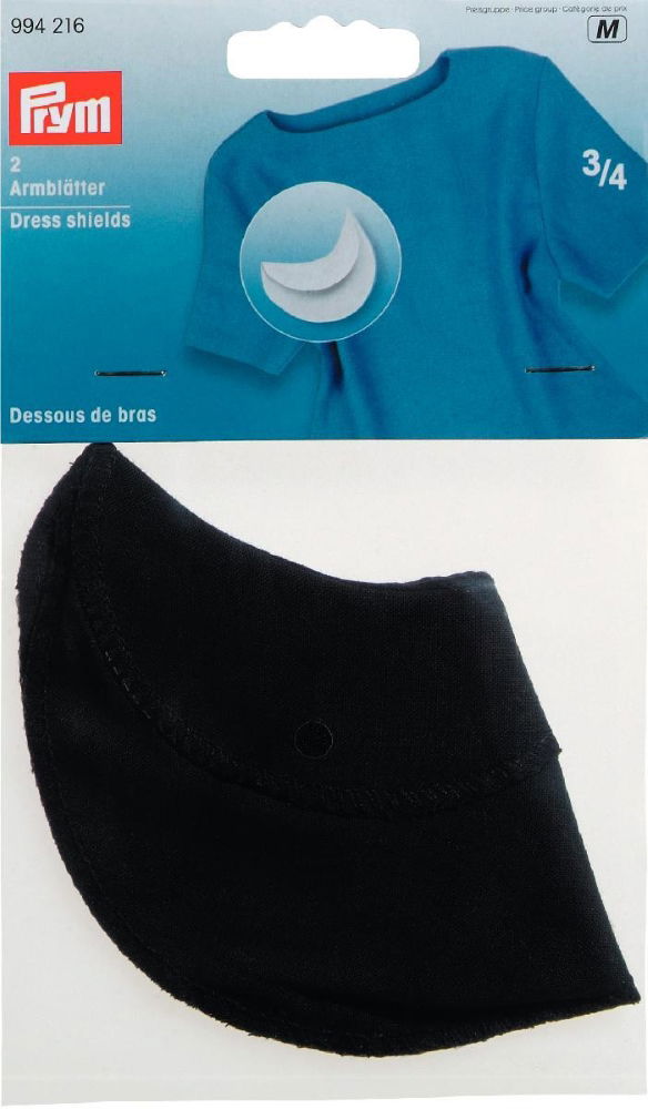 P994216 - Dress Shields Size 3/4 black 100 % Cotton x 2pc