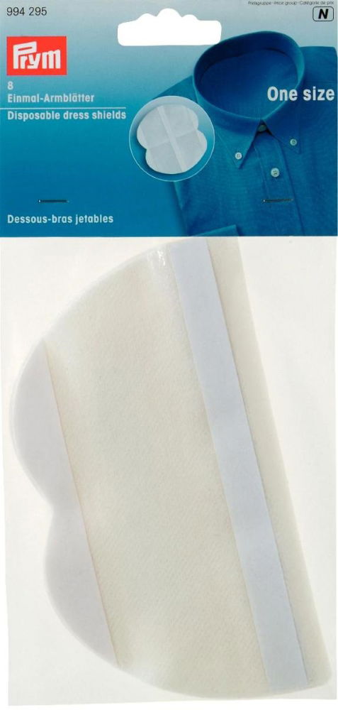 P994295 - Disposable dress shields self-adhesive one size white x 8pc