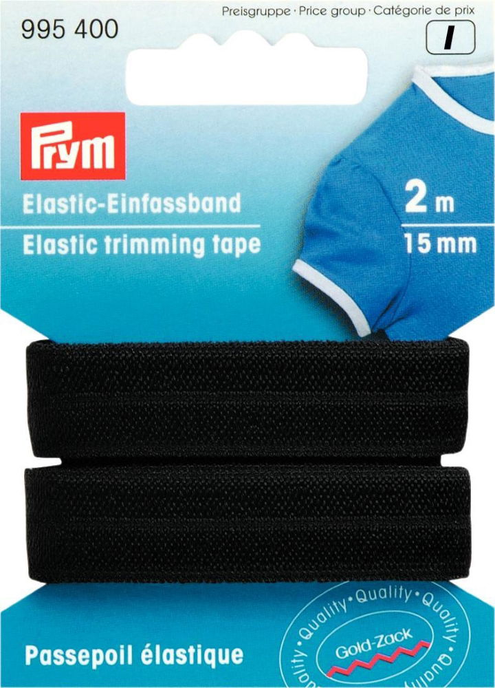 P995400 - Elastic Trimming Tape 15 mm black x 2m