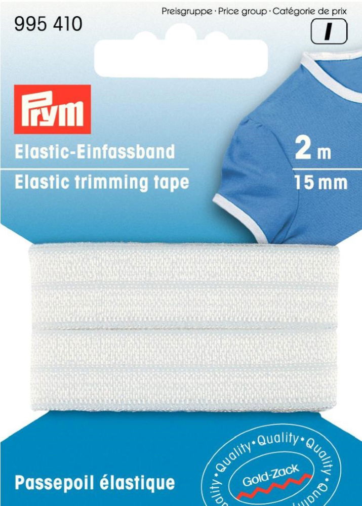 P995410 - Elastic Trimming Tape 15 mm white x 2m