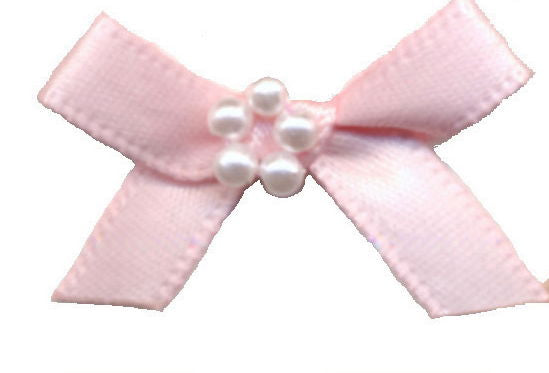 RBP117 - RIBBON BOW WITH PEARLS 117 LT PINK