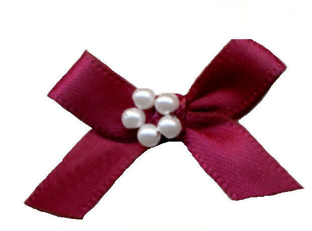 RBP275 - RIBBON BOW WITH PEARLS 275 WINE