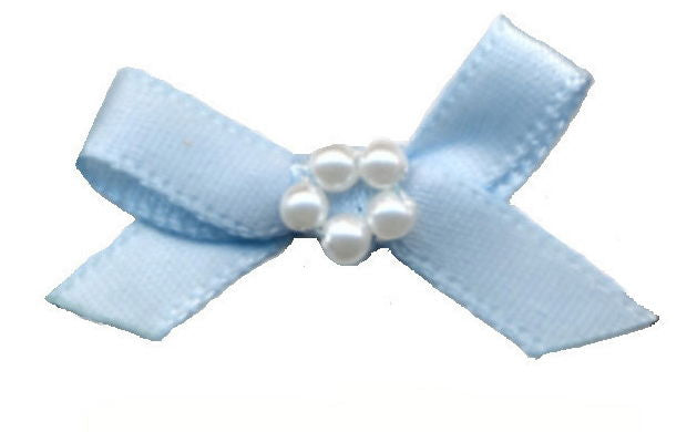 RBP305 - RIBBON BOW WITH PEARLS 305 LT BLUE