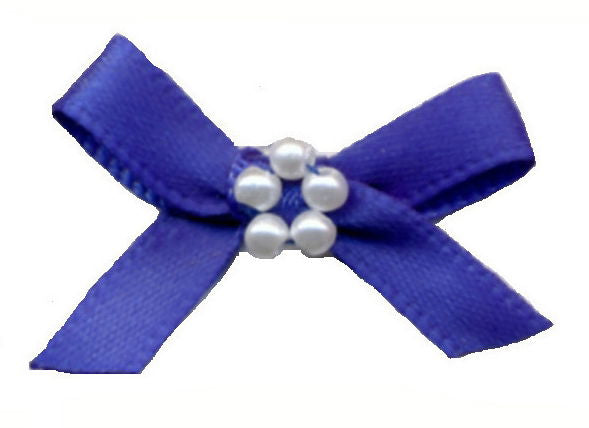 RBP350 - RIBBON BOW WITH PEARLS 350 ROYAL BLUE