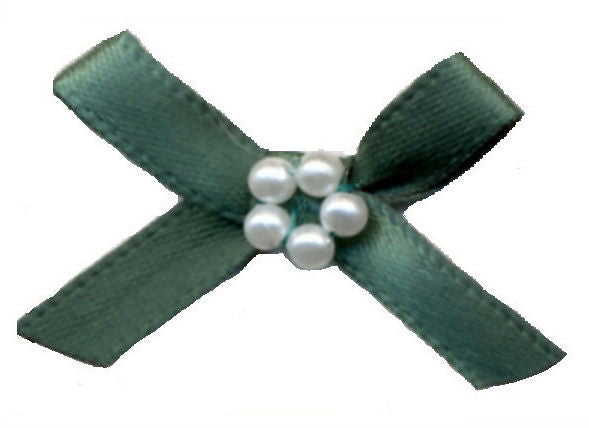 RBP587 - RIBBON BOW WITH PEARLS 587 FOREST GREEN
