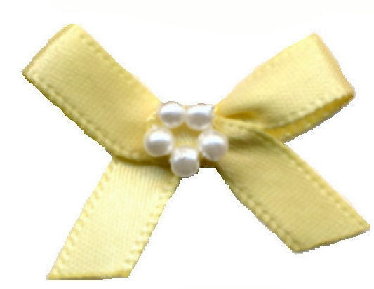 RBP617 - RIBBON BOW WITH PEARLS 617 B MAIZE