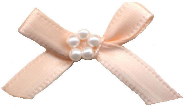 RBP714 - RIBBON BOW WITH PEARLS 714 P PEACH