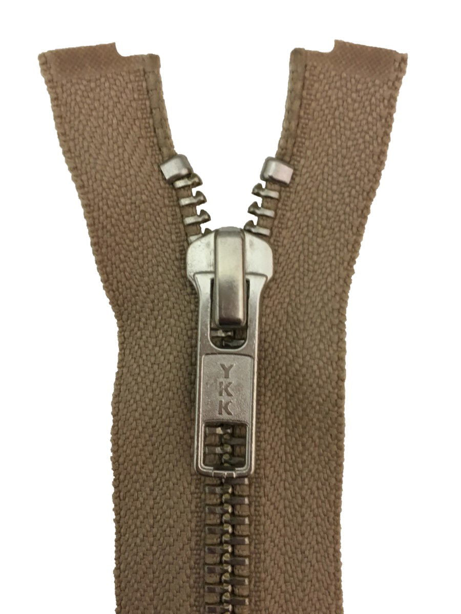 RMNOR56-22-573 - YKK SILVER MED OPEN END 22 inch (56 cm) 573 DK BEIGE