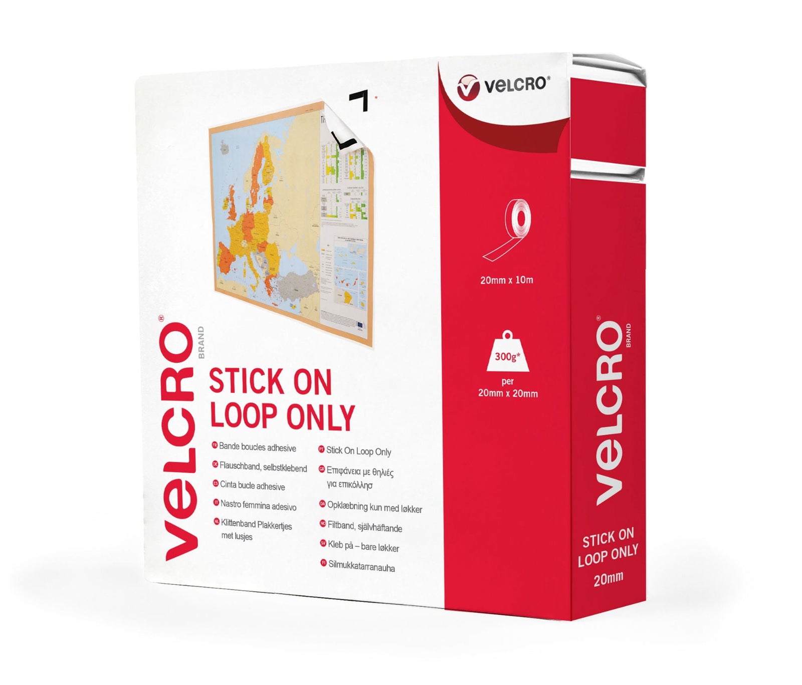 V07181  VELCRO WHITE STICK ON LOOP ONLY 20mm X 10m
