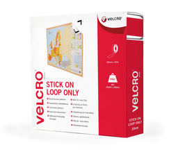 V07181  VELCRO WHITE STICK ON LOOP ONLY 20mm X 10m
