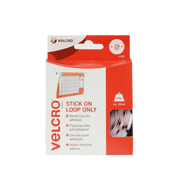 V60232  VELCRO STICK ON LOOP COIN WHT 19 mm - 125 CNT