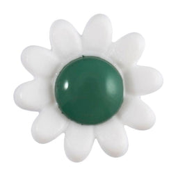 S0214 - SEHLBACH B BUTTON WHITE DAISY/GREEN CENTRE 20/PK