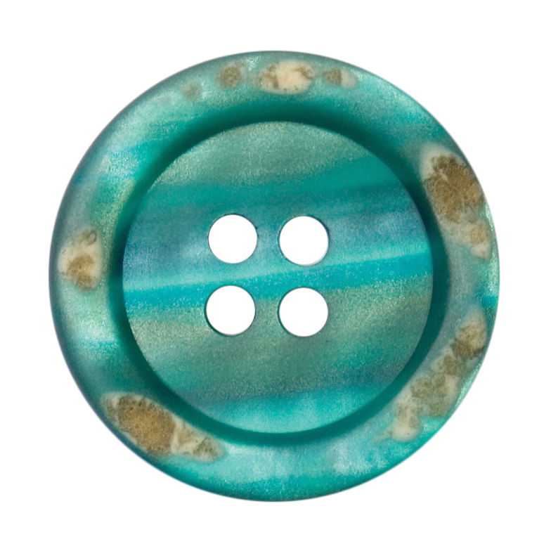 S0671 - SEHLBACH B BUTTON 4 HOLE MOTTLE EDGE GREEN