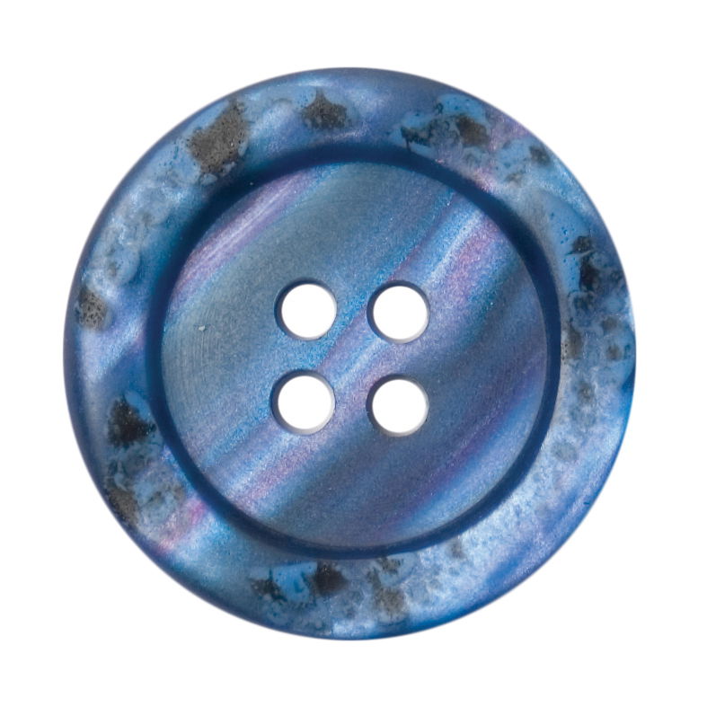 S0672 - SEHLBACH B BUTTON 4 HOLE MOTTLE EDGE BLUE