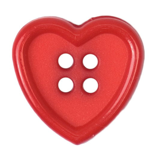 S2252 - SEHLBACH B BUTTON 4 HOLE SMALL RED HEART PK25