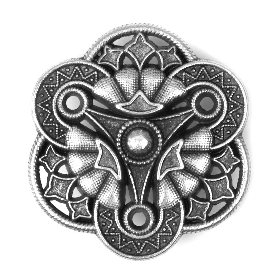 S2259 - SEHLBACH C  BUTTON METAL SILVER PEWTER FLOWER LG
