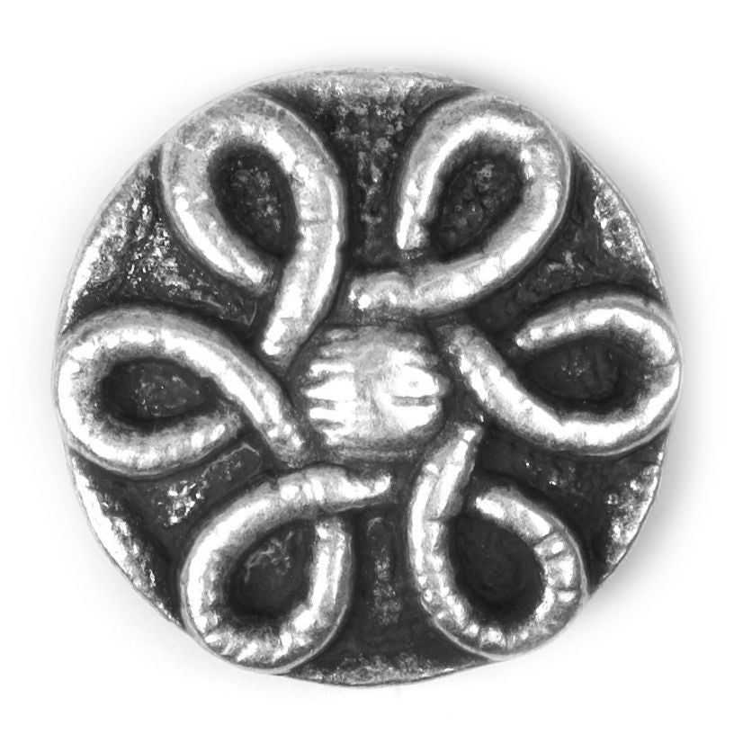 S2261 - SEHLBACH C BUTTON LARGE SILVER METAL SWIRL PK15
