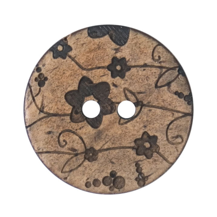 S2292 - SEHLBACH D BUTTON  WOOD EFFECT WITH FLOWER
