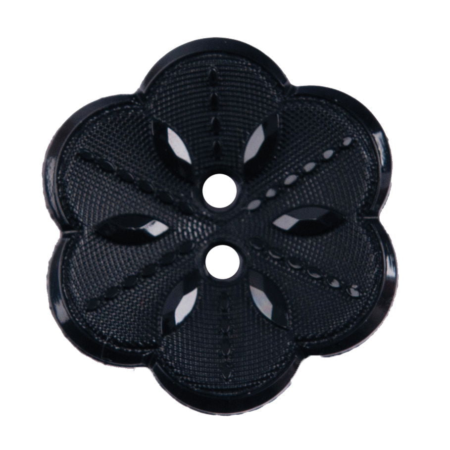 S2437 - SEHLBACH B BUTTON NYLON FLOWER BLACK 2 HOLE MED