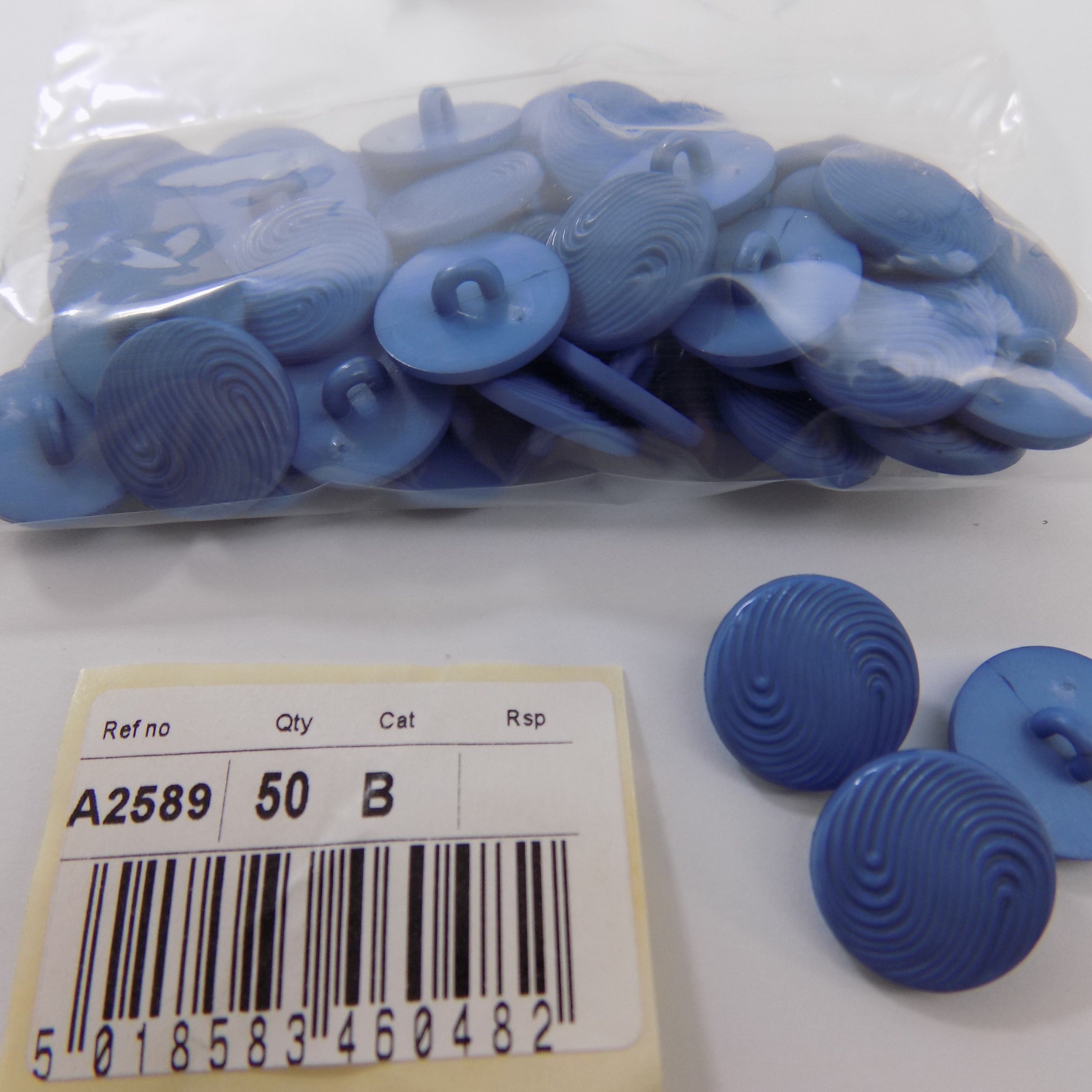 S2589  **SEHLBACH B BUTTON WAVE BLUE PK50 24L 15MM