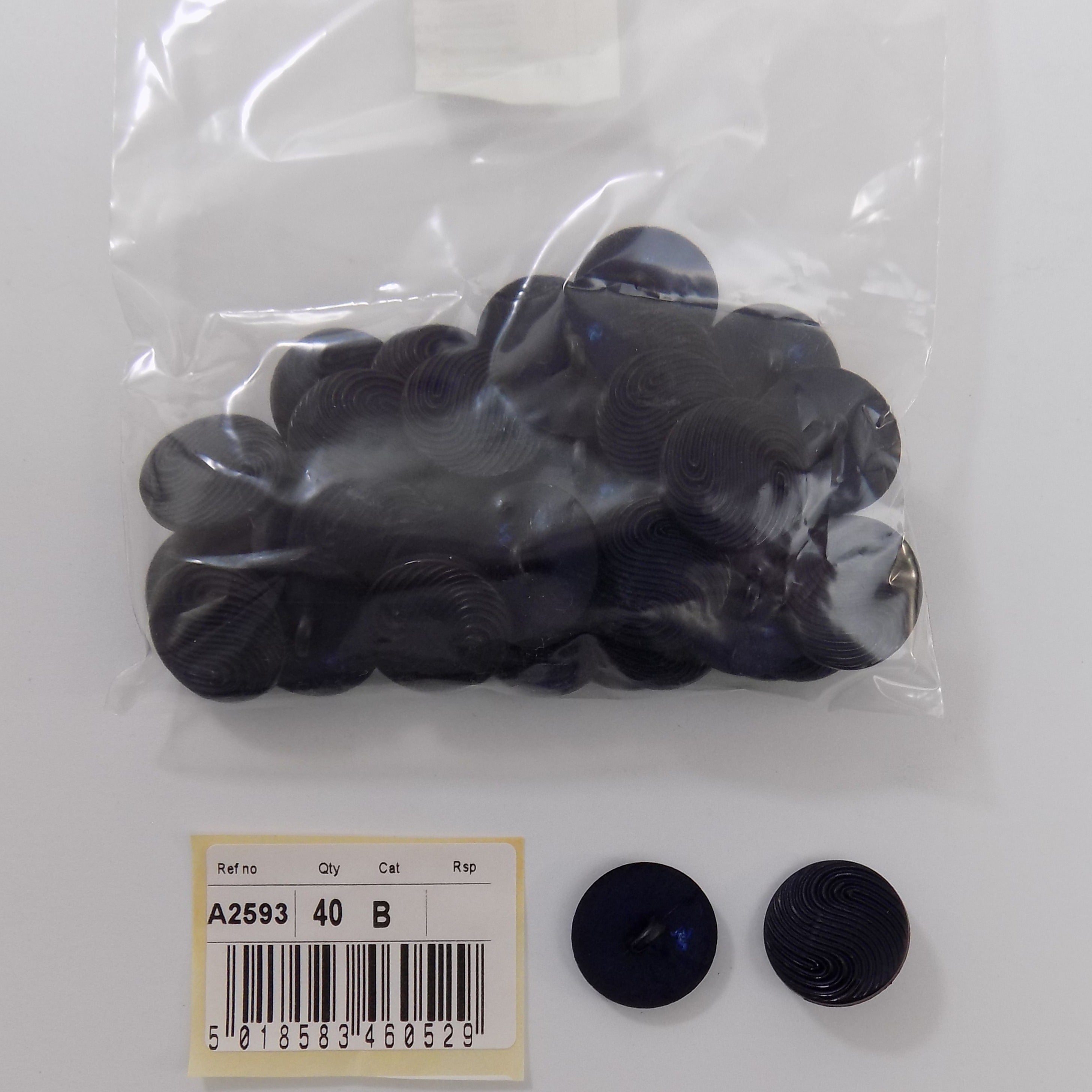 S2593  **SEHLBACH B BUTTON  WAVE BLACK PK40 27L 17MM