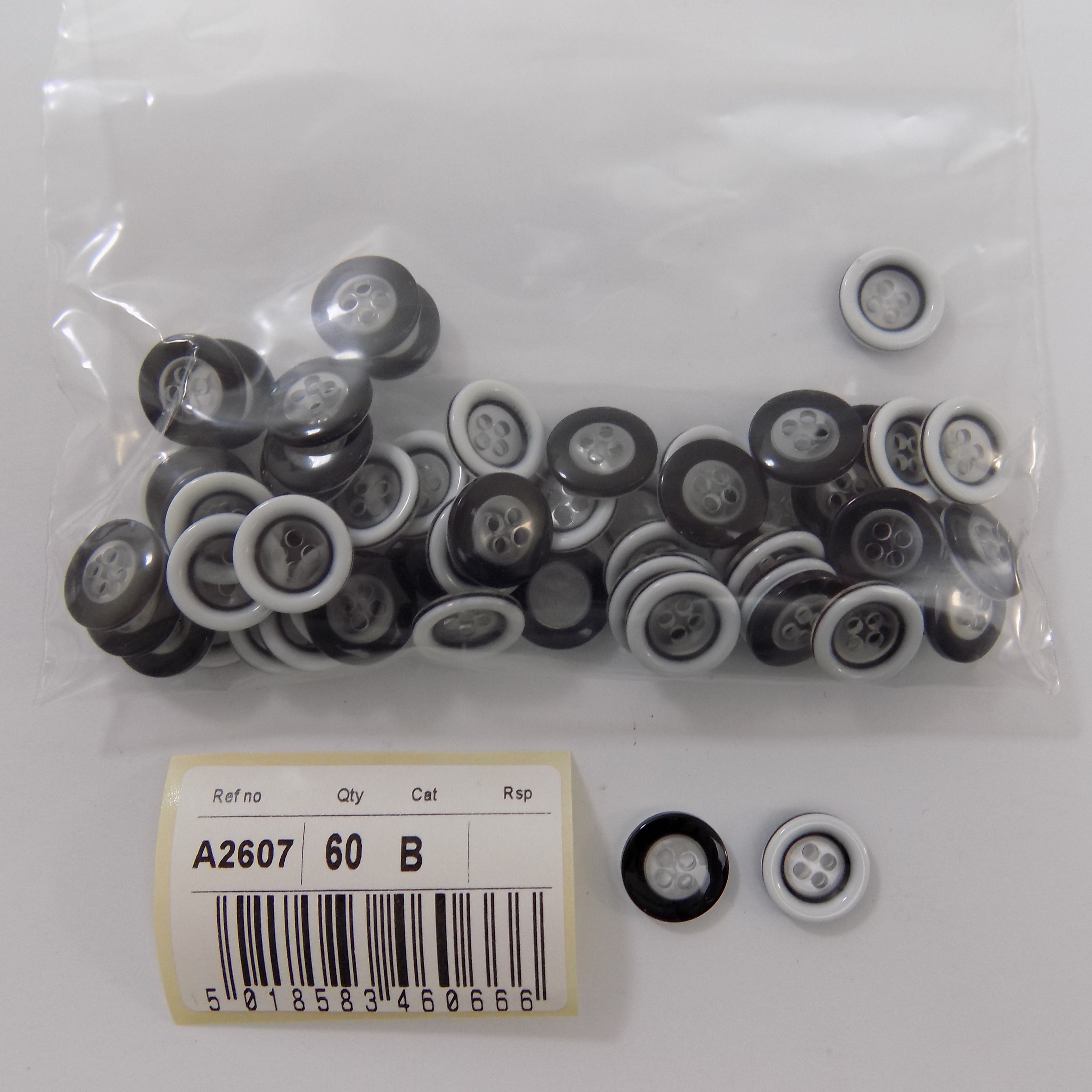 S2607  **SEHLBACH B BUTTON RAISED RIM WHITE PK60