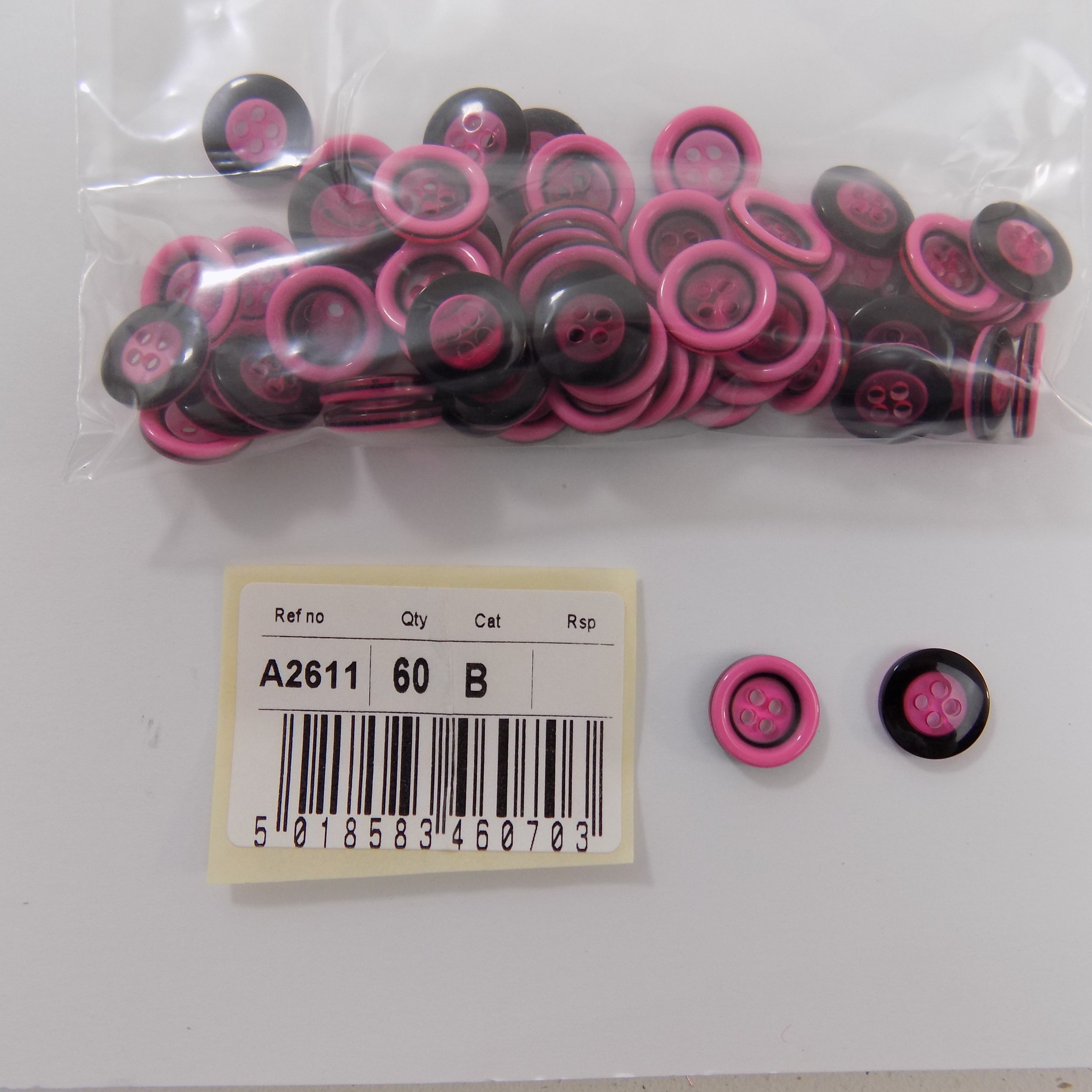 S2611  **SEHLBACH B BUTTON RAISED RIM CERISE PK60