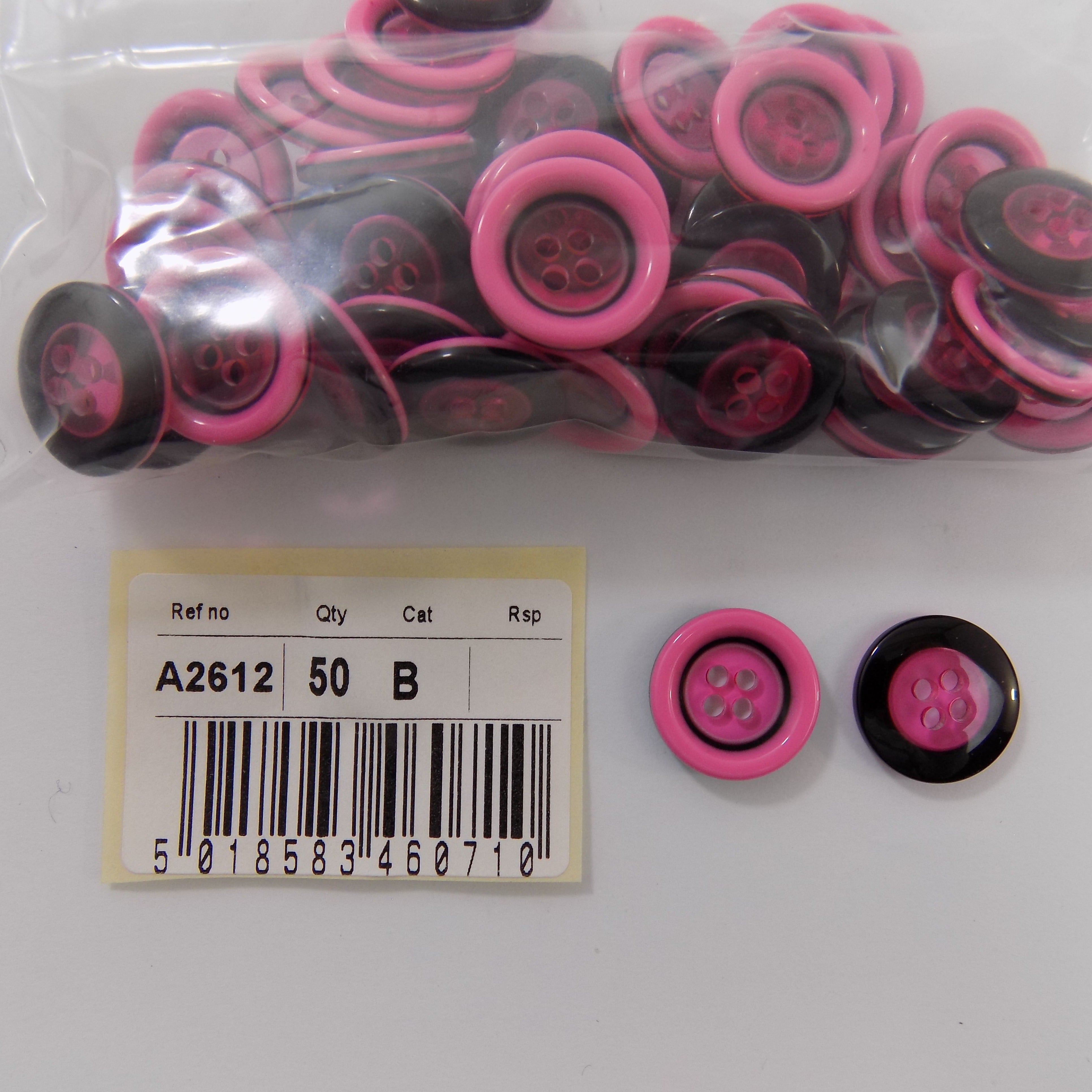 S2612  **SEHLBACH B BUTTON RAISED RIM CERISE PK50