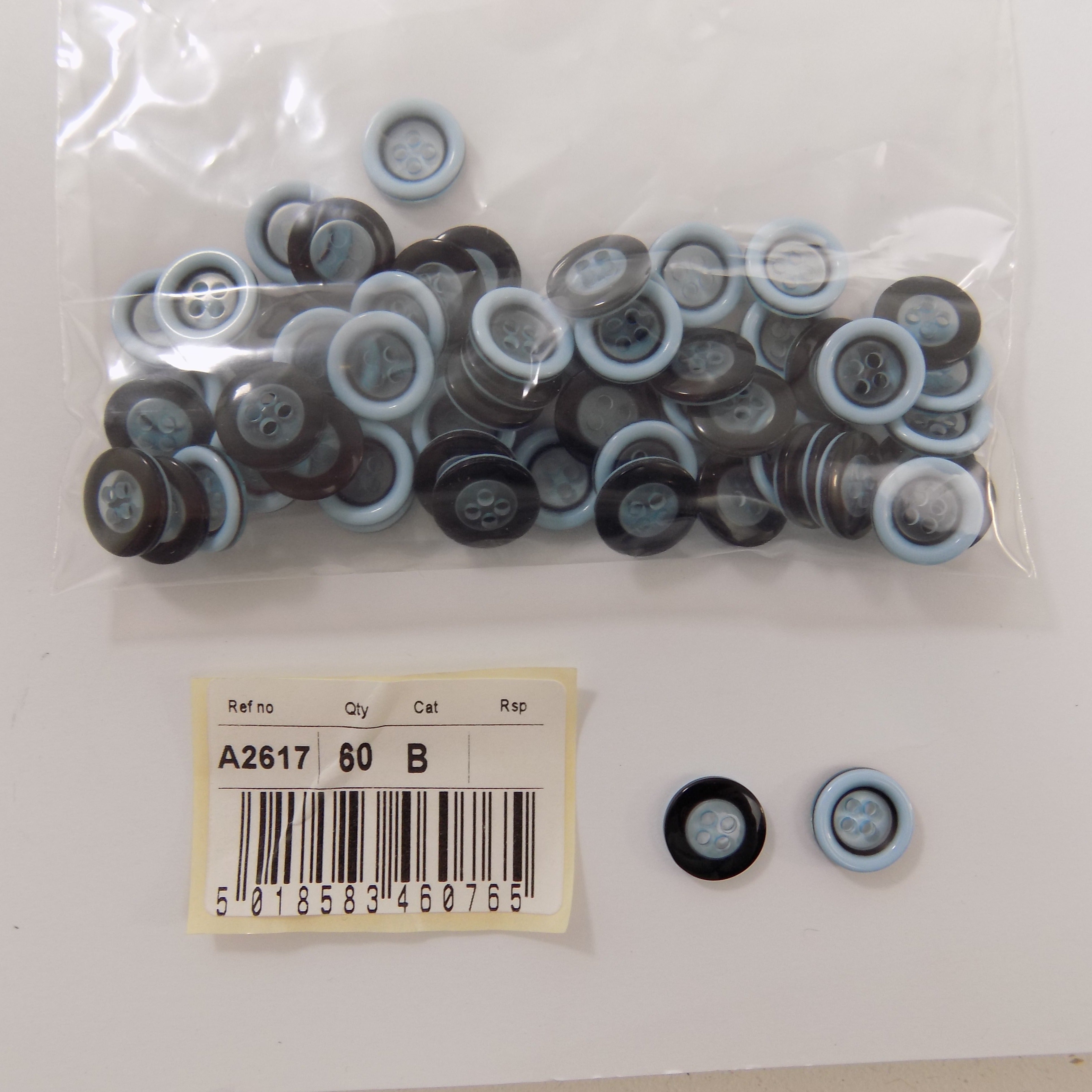 S2617  **SEHLBACH B BUTTON RAISED RIM BLUE PK60