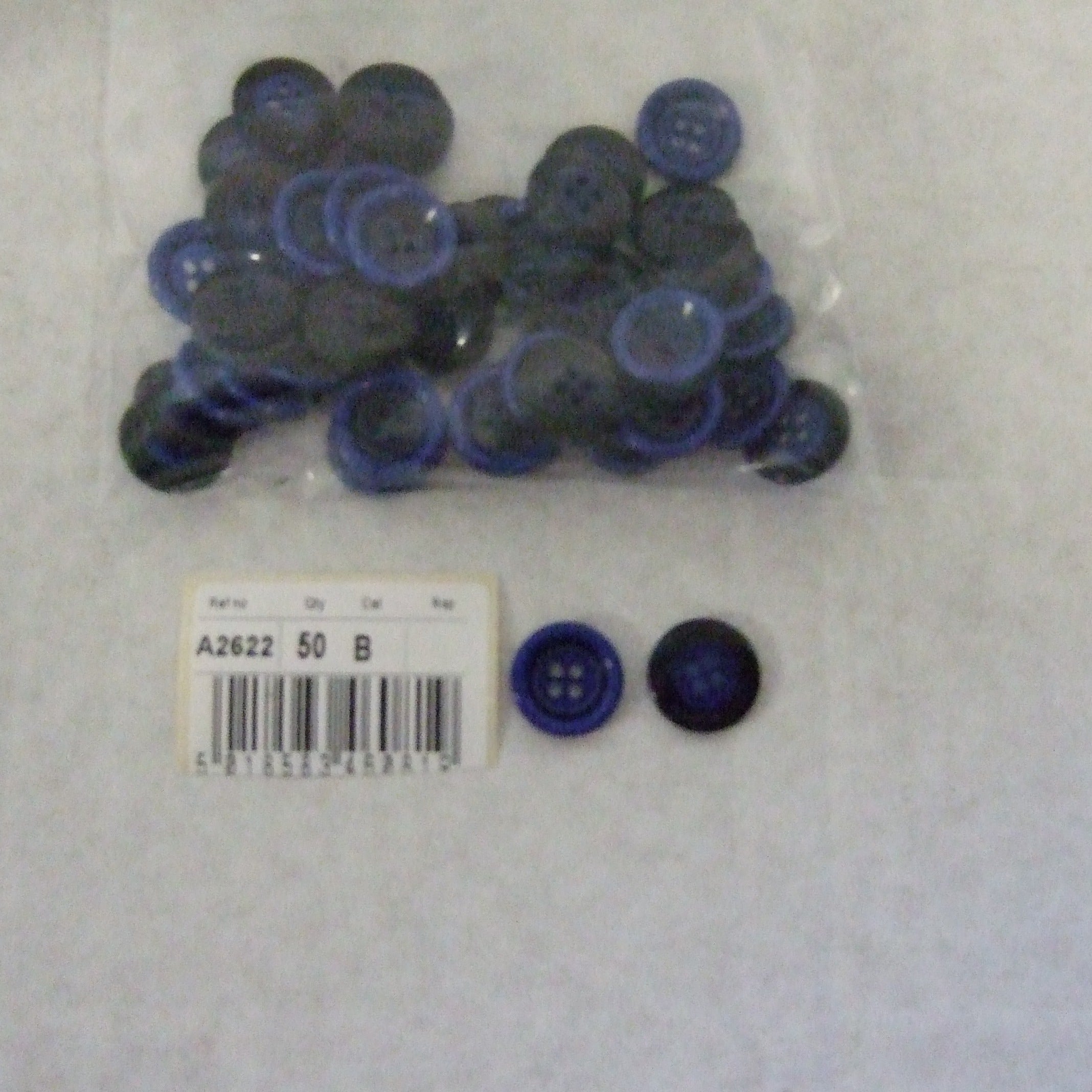 S2622  **SEHLBACH B BUTTON RAISED RIM ROYAL BLUE PK50