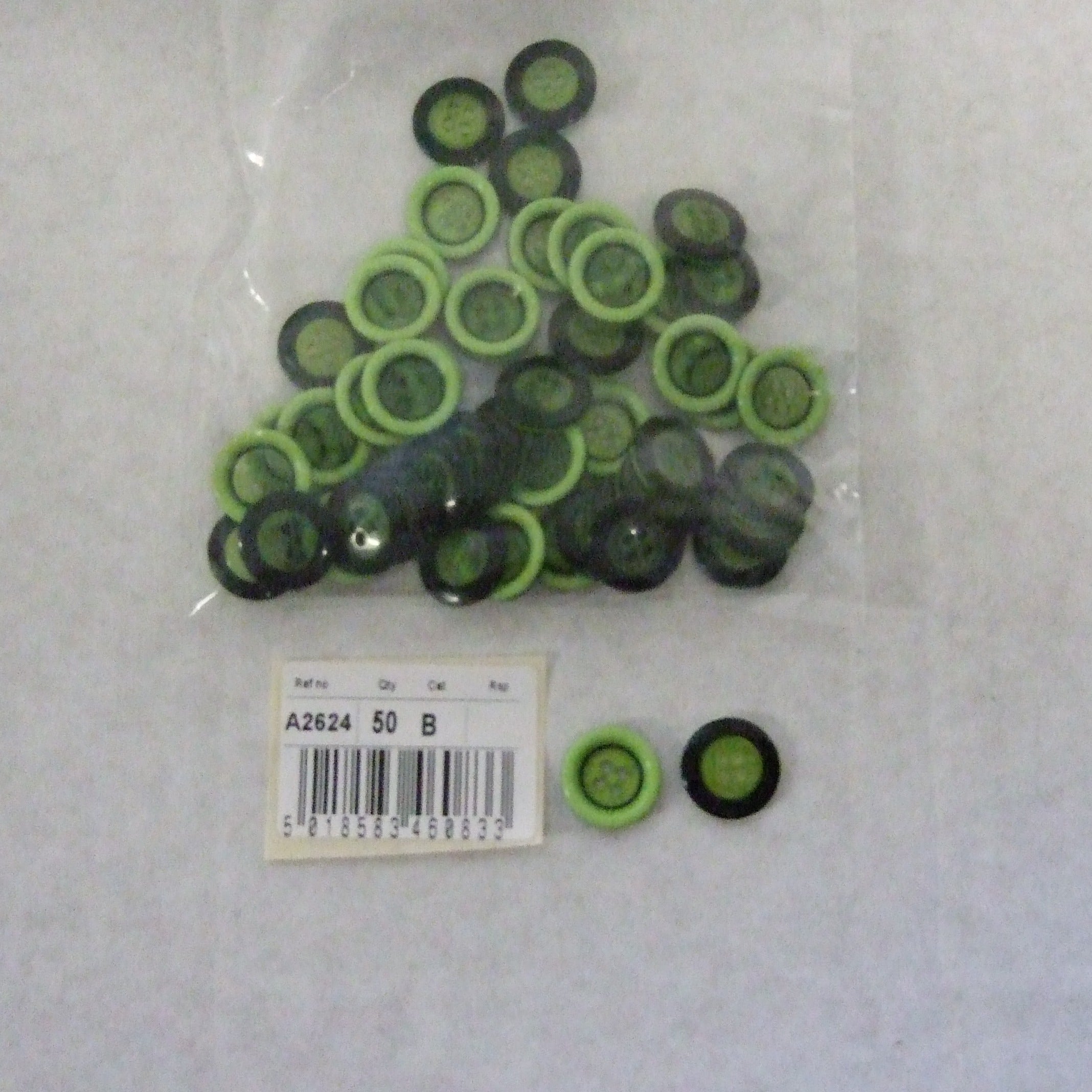 S2624  **SEHLBACH B BUTTON RAISED RIM LIME PK50