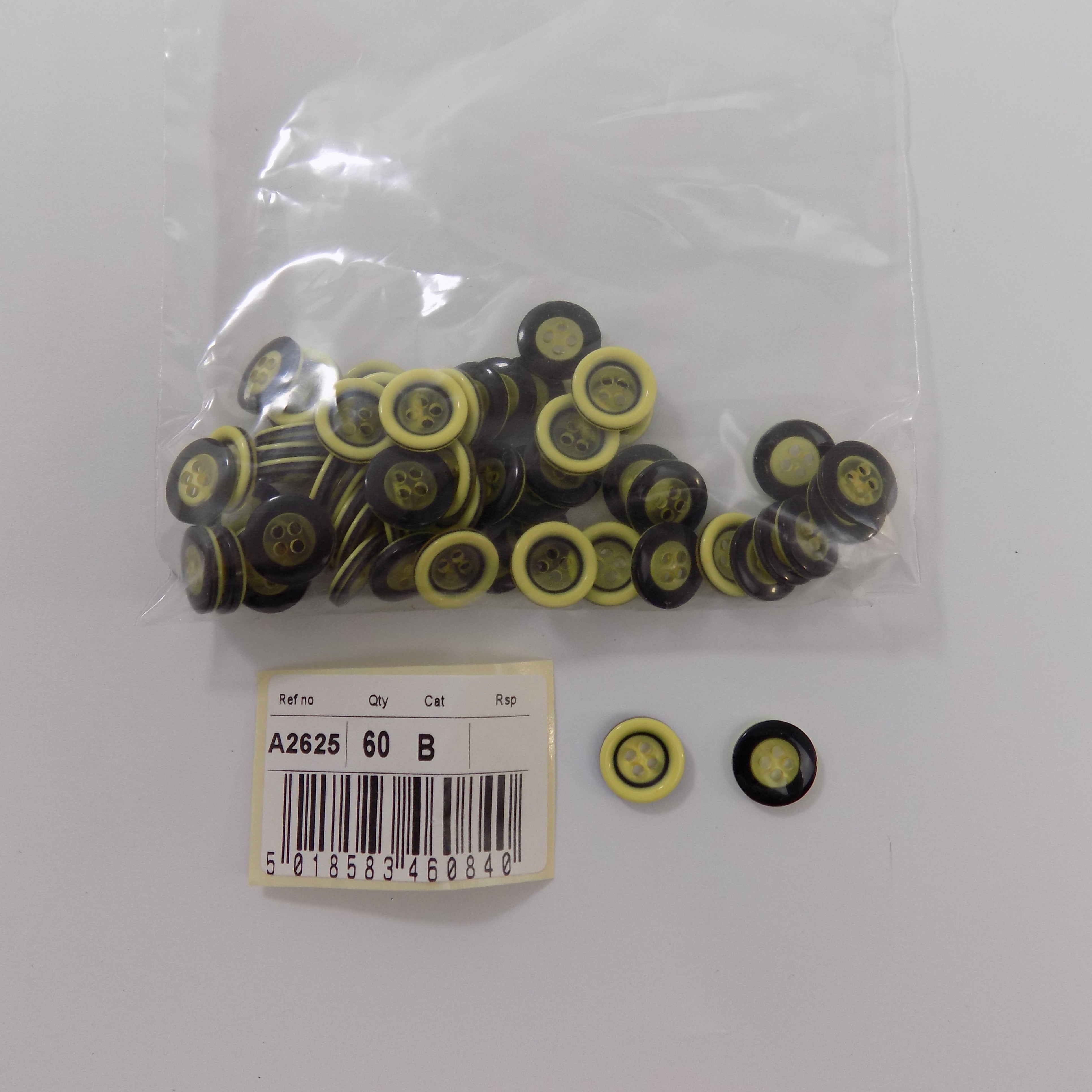 S2625  **SEHLBACH B BUTTON RAISED RIM YELLOW PK60