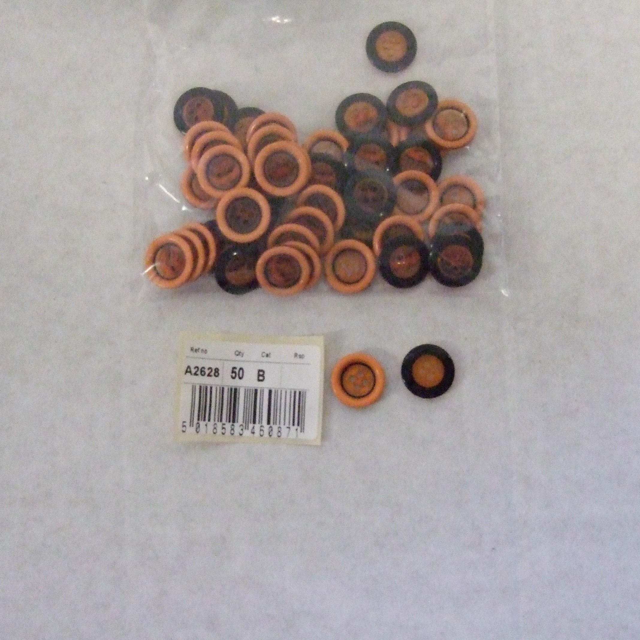 S2628  **SEHLBACH B BUTTON RAISED RIM ORANGE PK50