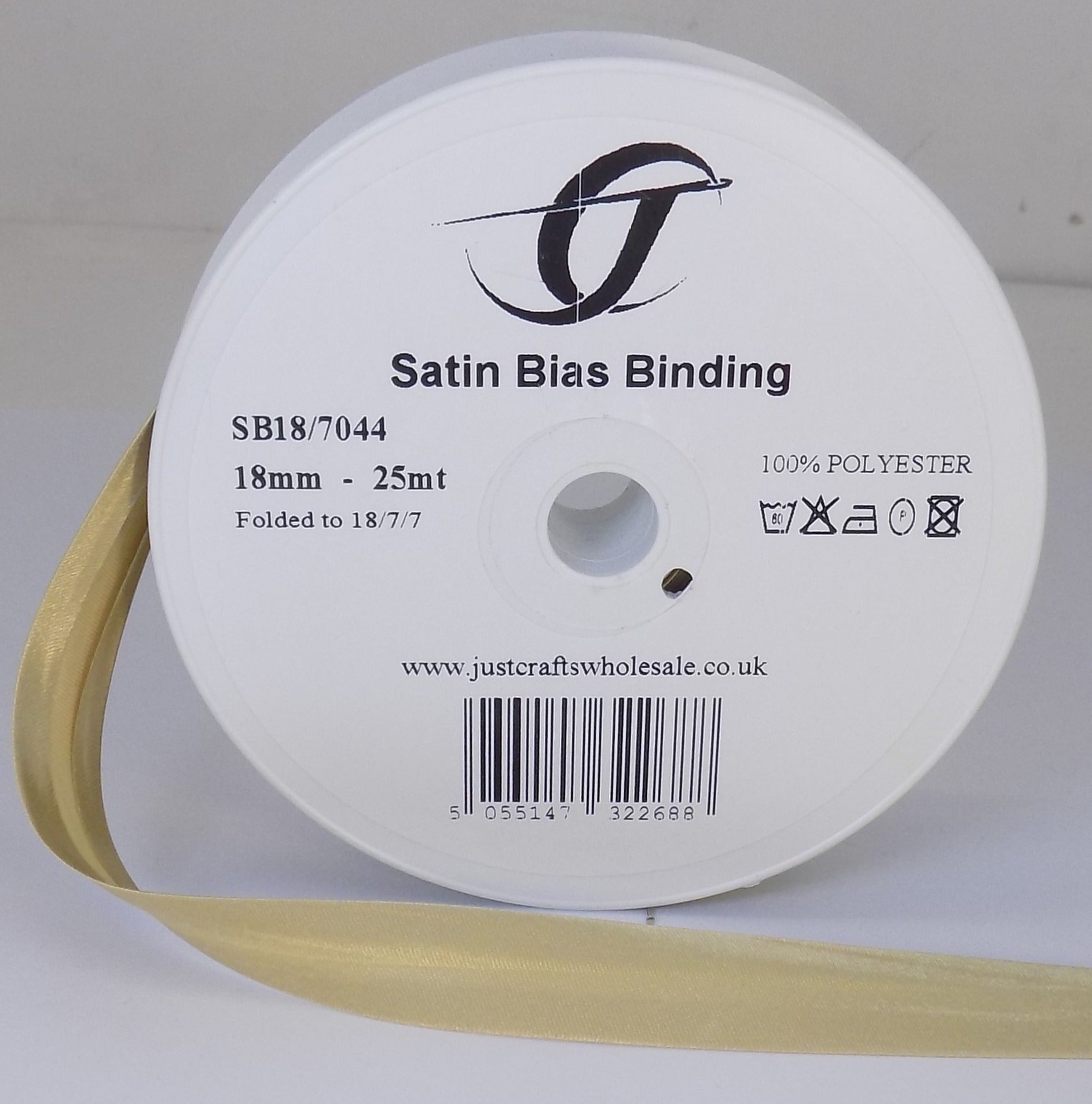 SB18-7044 **SATIN BIAS BINDING 18MM 7044 STRAW